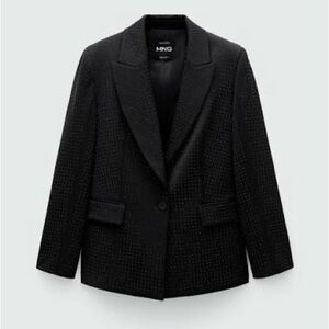 Mango Women's Black Rhinestone Blazer